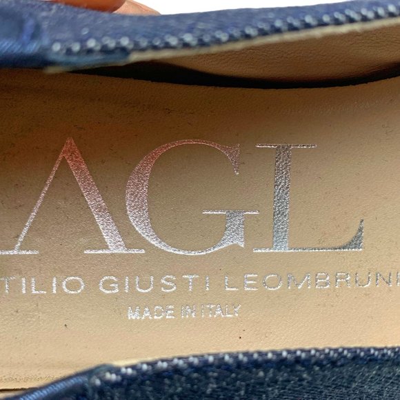 AGL Atilio Giusti Leombruni Denim with  Patent Leather Cap Toe Flats - Picture 9 of 9